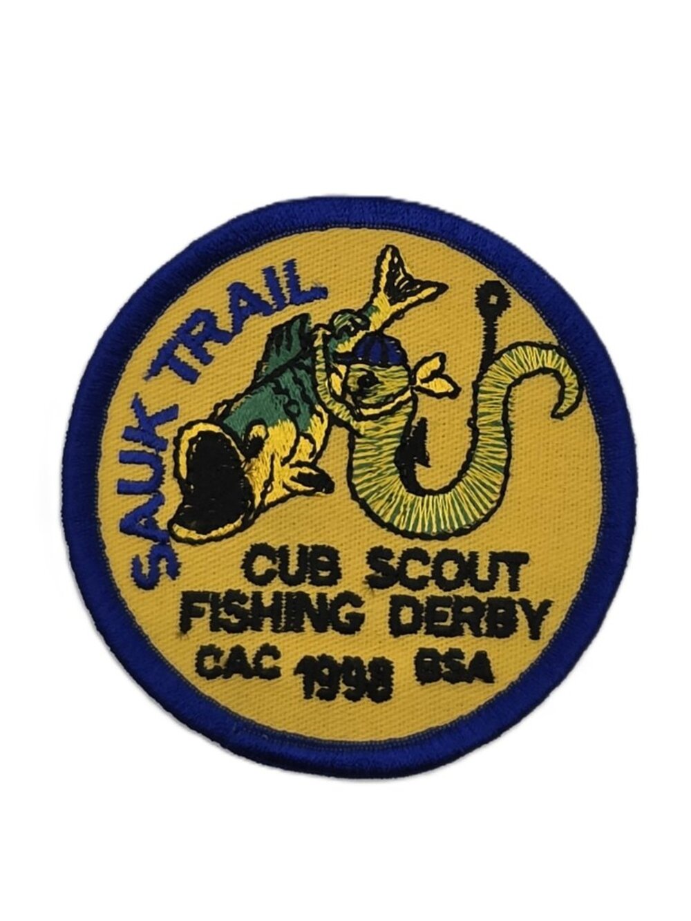 Vintage 1998 Sauk Trail Cub Scout Fishing Derby Chicago Area Council Patch NOS
